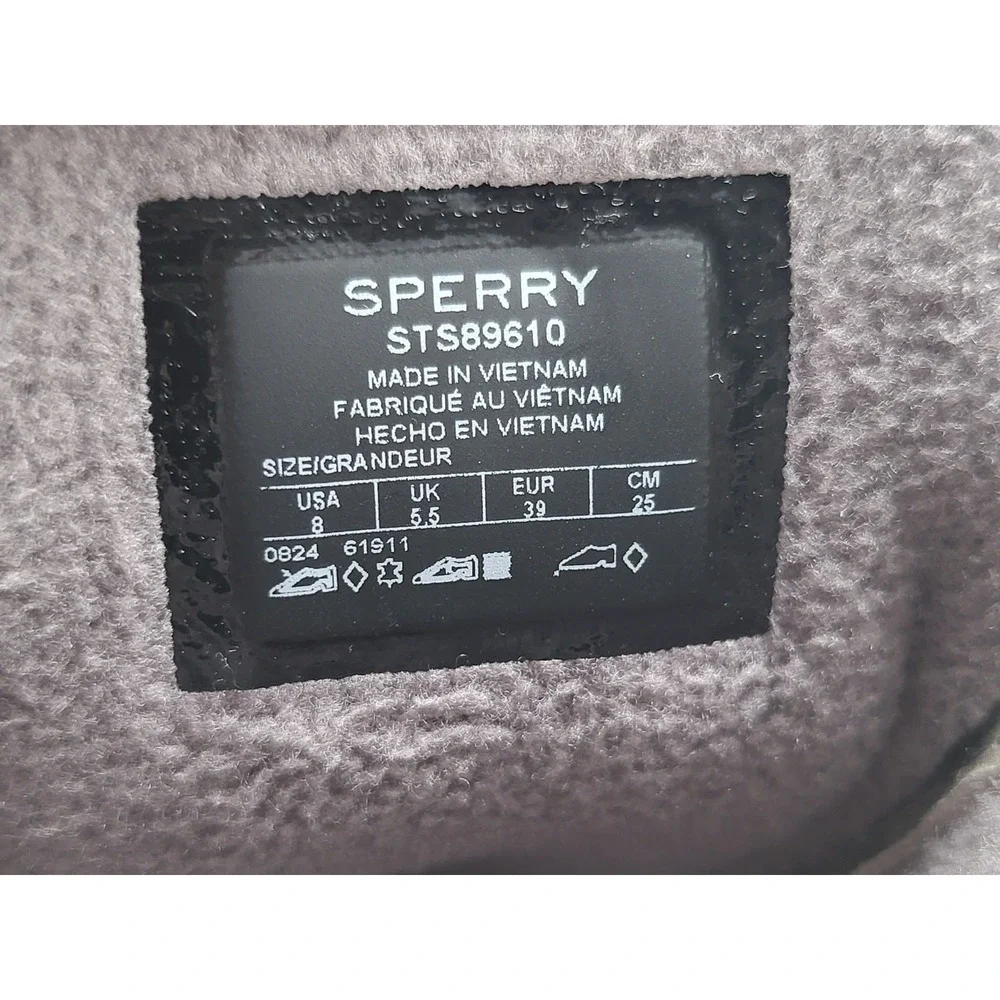 Sperry Saltwater‎ 2.0 Women's Size 8 Grey Black Leather Duck Boots STS88265